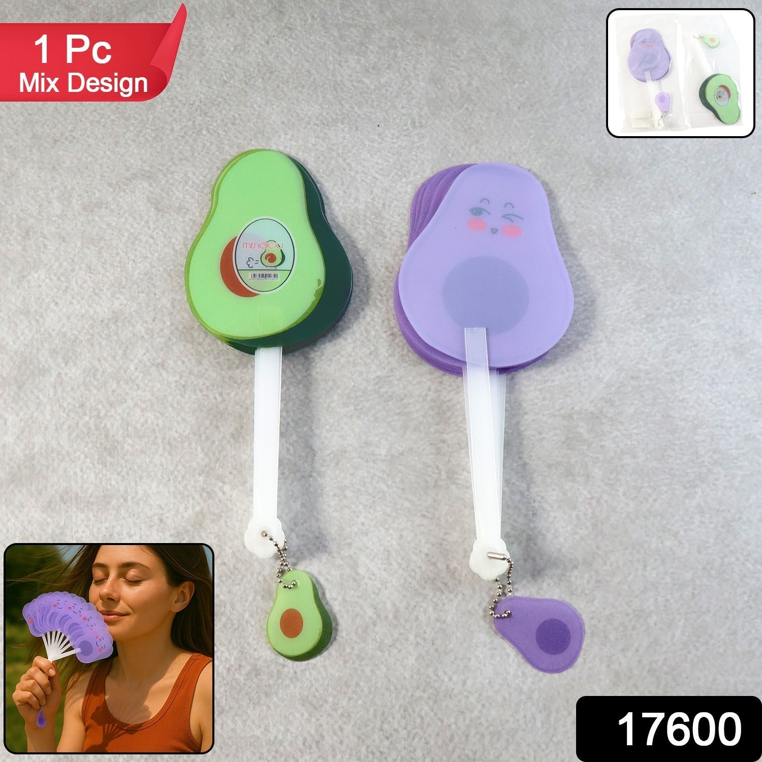 Foldable Pocket Fan with Keychain (1 Pc) signaturekarts