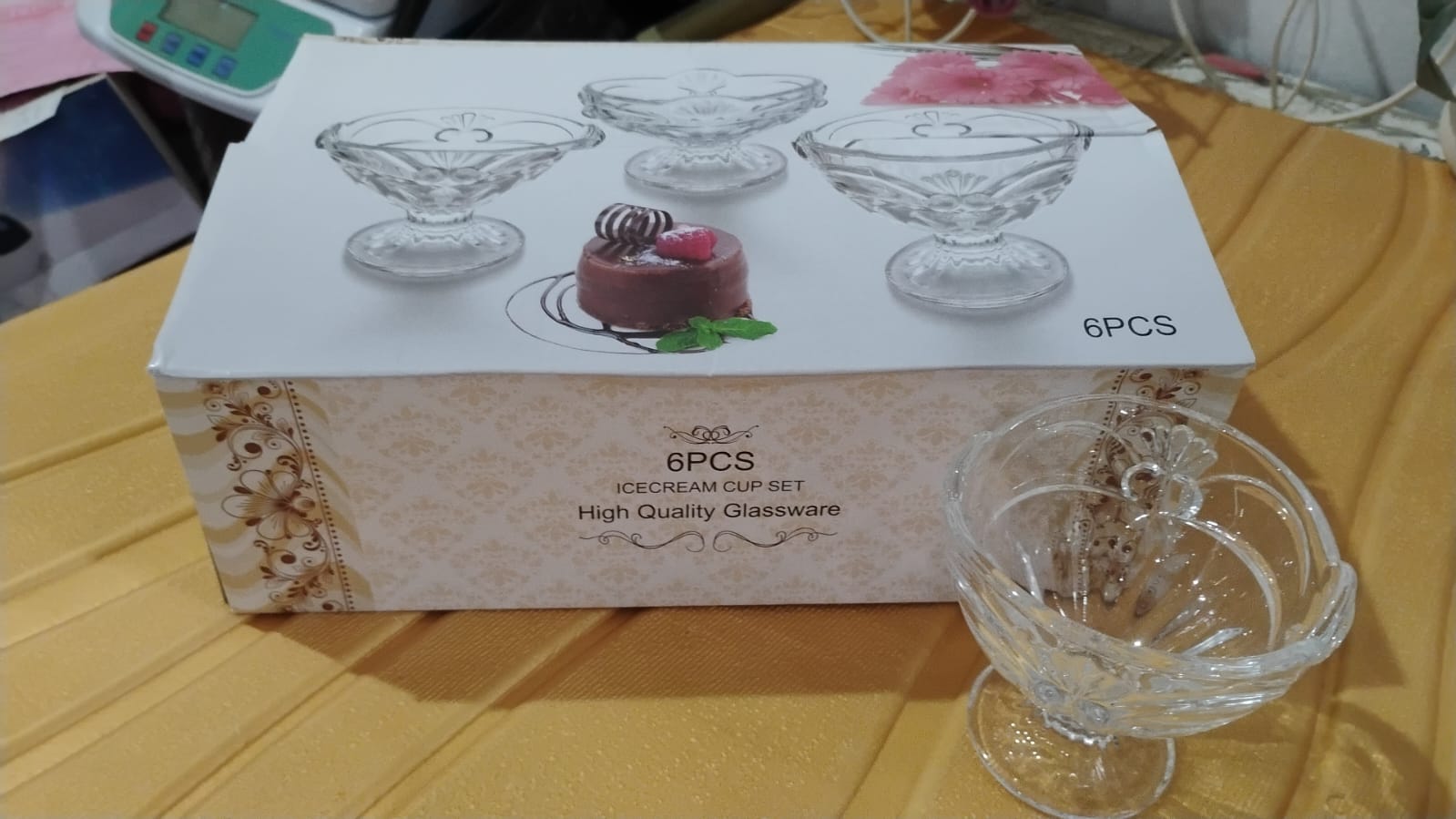 Glass Ice-Cream Cup Set, Home & Kitchen Serving or Dessert Cup (6 Pcs Set) Signaturekarts