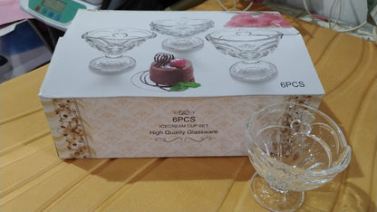 Glass Ice-Cream Cup Set, Home & Kitchen Serving or Dessert Cup (6 Pcs Set) Signaturekarts