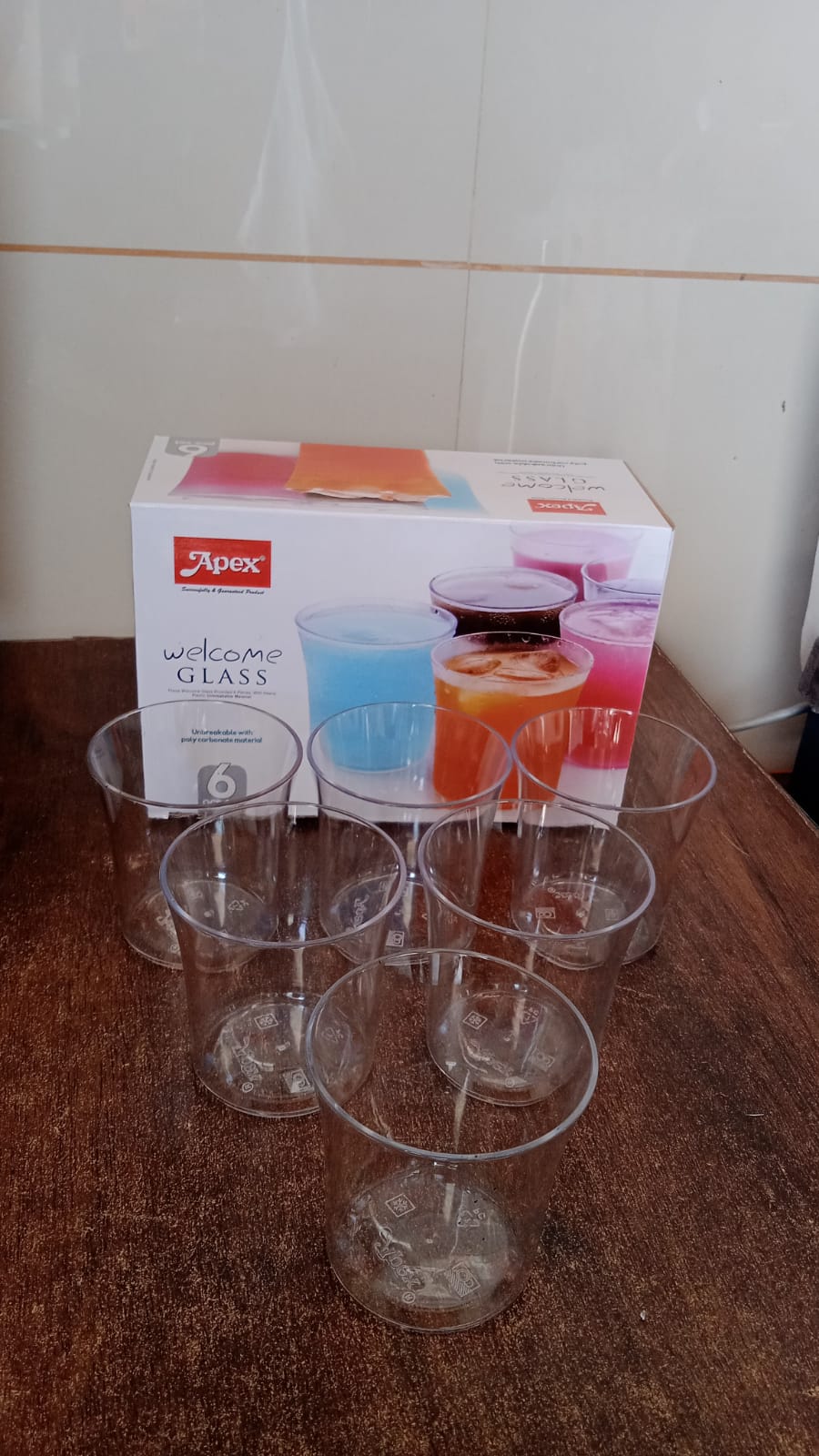 Apex Welcome Plastic Glass Set for Daily Use – Set of 6 Signature kart