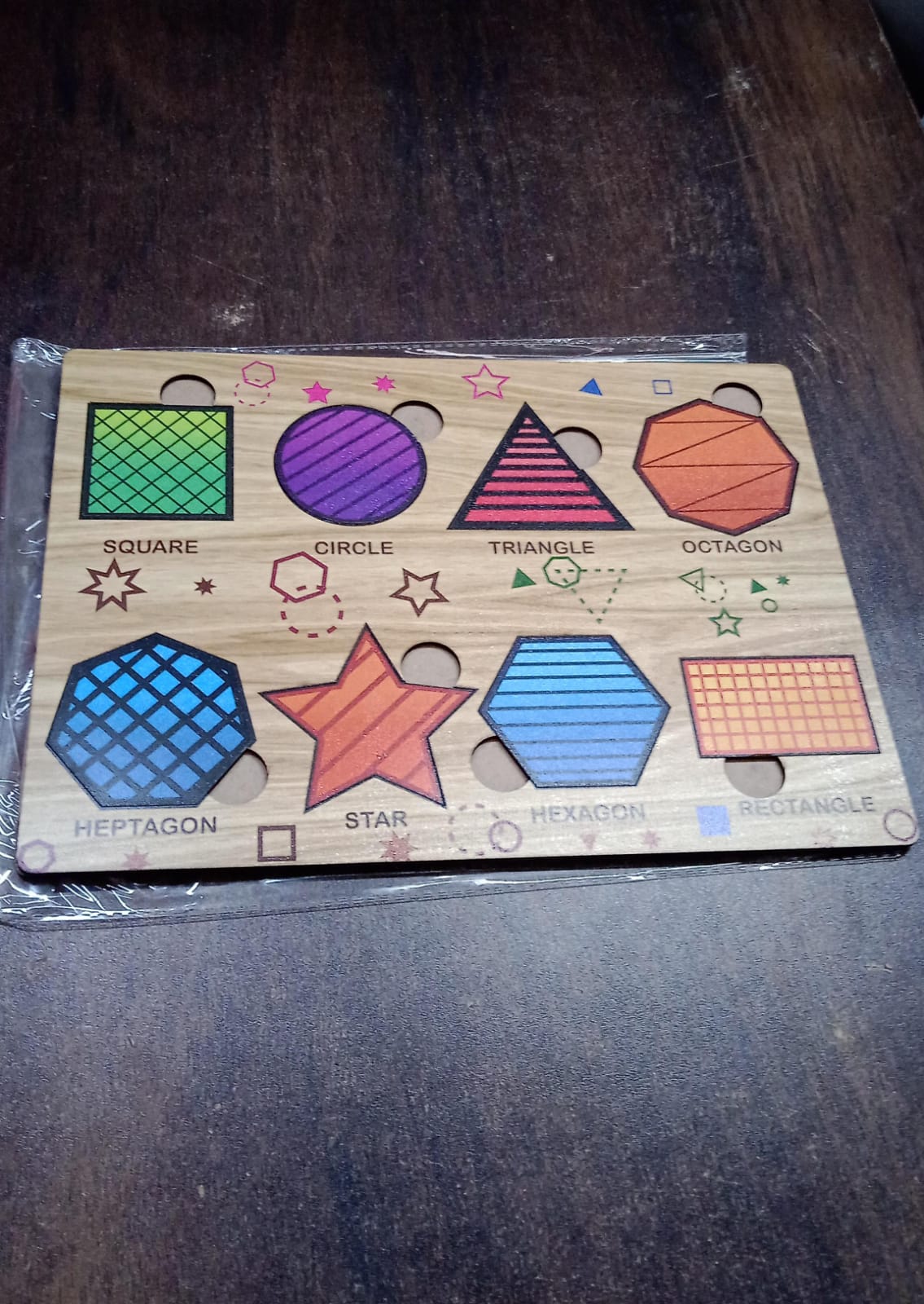 Wooden Triangles Puzzle Learning Educational Board (1 Set / 28×20 Cm) Signaturekarts