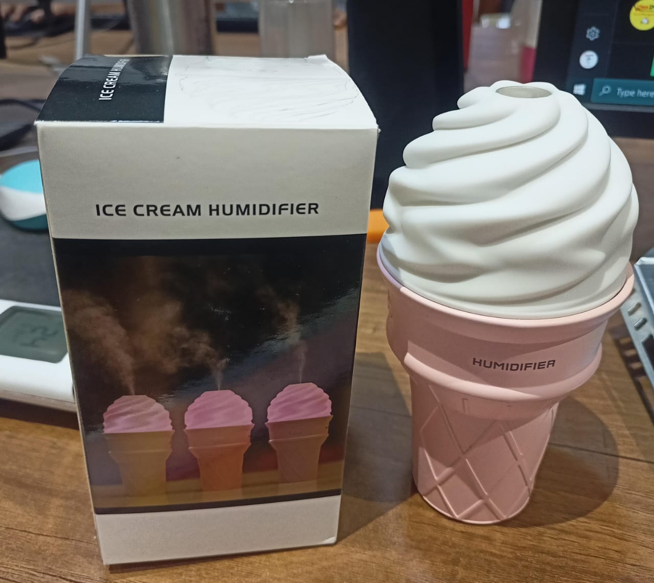 Ice Cream Cone Shape Air Freshener Humidifier (1Pc / Pink) Signature kart