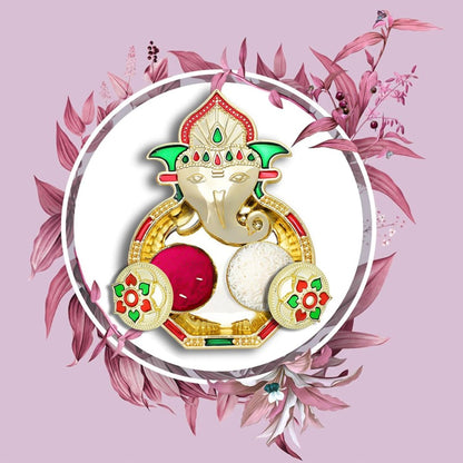 Ganesh Design Decorative Kumkum Box - (1 Pc) signaturekarts