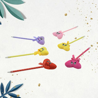 Cute Cartoon Shape & Heart Design Facy Writting Pen Attached Rattle | Ball Pen Smooth Writing For Wedding , Events & Multiuse Pen  Best Pen l Use for Kids (12 Pcs Set Mix Design & Color) signaturekarts