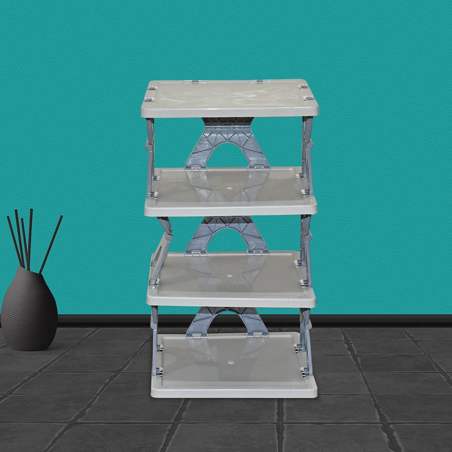 Foldable Shoe Rack (1 Pc, 4 Layers): Space-Saving, Entryway Storage signaturekarts