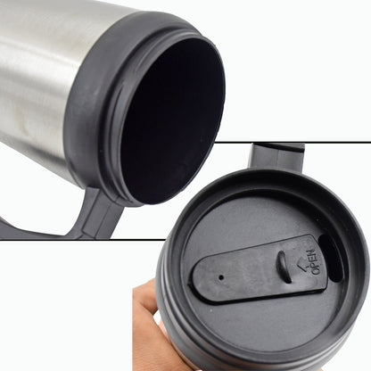 Stainless Steel Vacuum Glass Insulated Glass Coffee Cups, Tumbler (With Lid & Handle / 1 pc) signaturekarts