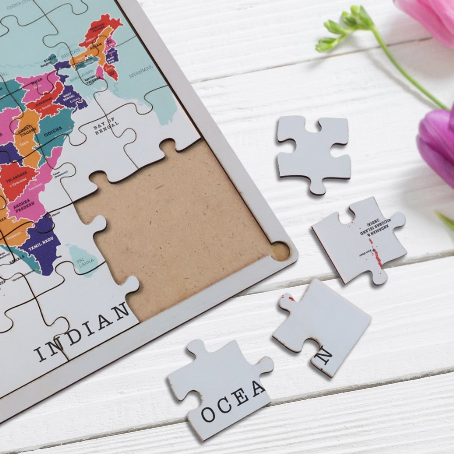 Wooden India Map Puzzle - (1 Set) signaturekarts