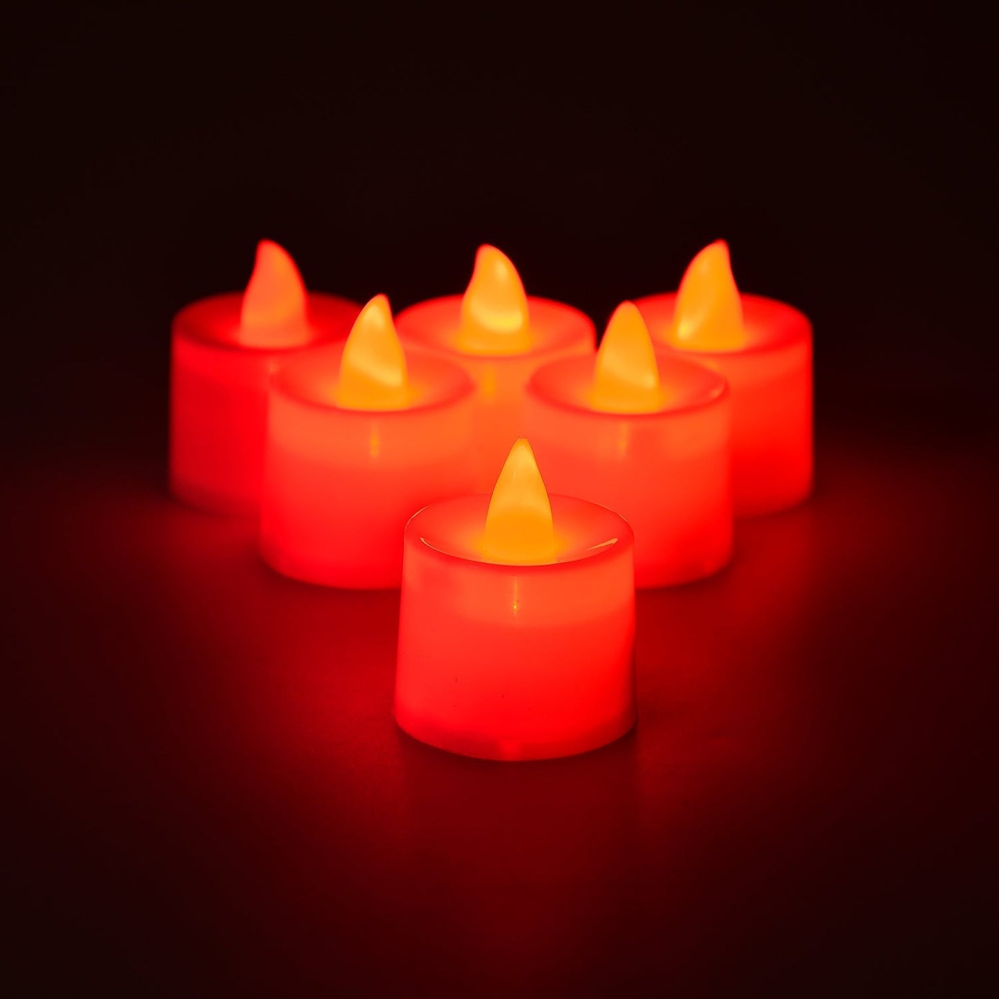 Red LED Tealights Smokeless Flameless Candles for Home Decor, Diwali (24 Pcs) signaturekarts