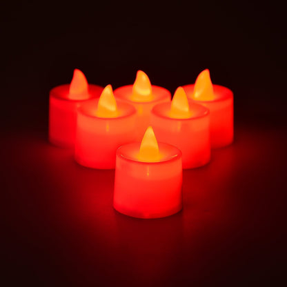 Red LED Tealights Smokeless Flameless Candles for Home Decor, Diwali (24 Pcs) signaturekarts