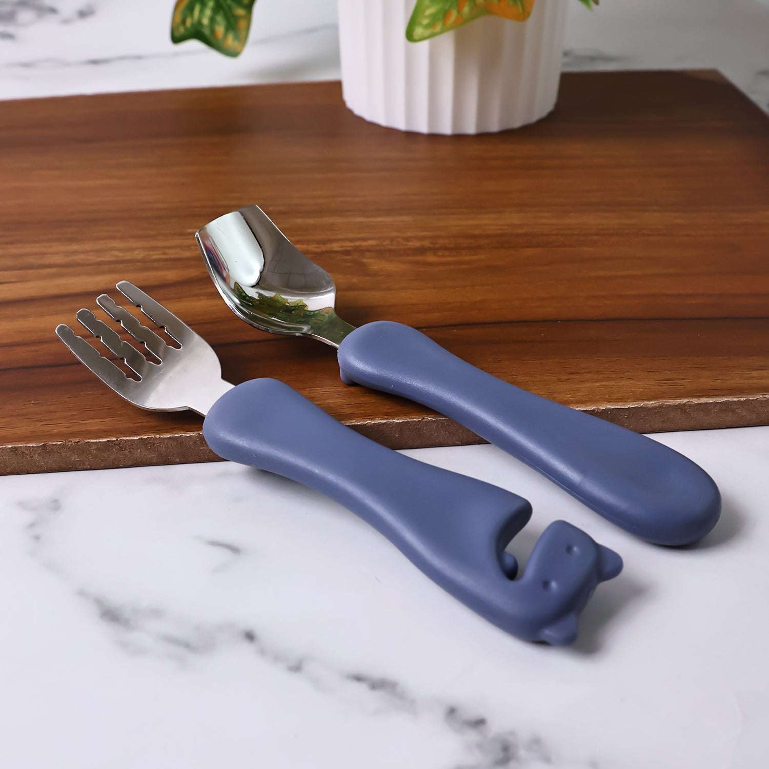 Supermom Foodie Stainless Steel Spoon & Fork (2 Pc Set) signaturekarts