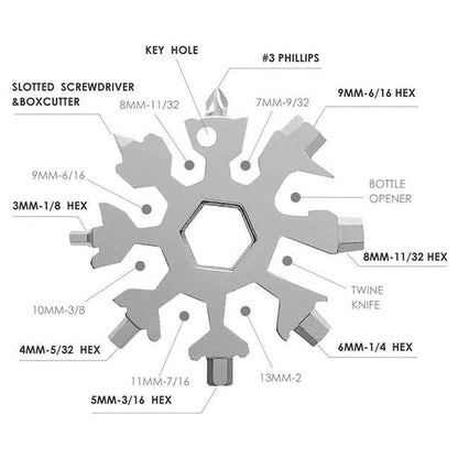 Durable 18-in-1 Snowflake Multi-Tool – Bottle Opener & Screwdriver Wrench Kit signaturekarts