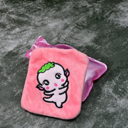 Pink Cartoon Small Hot Water Bag with Cover for Pain Relief signaturekarts