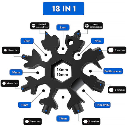 Durable 18-in-1 Snowflake Multi-Tool – Portable Bottle Opener, Screwdriver & Wrench Signaturekarts