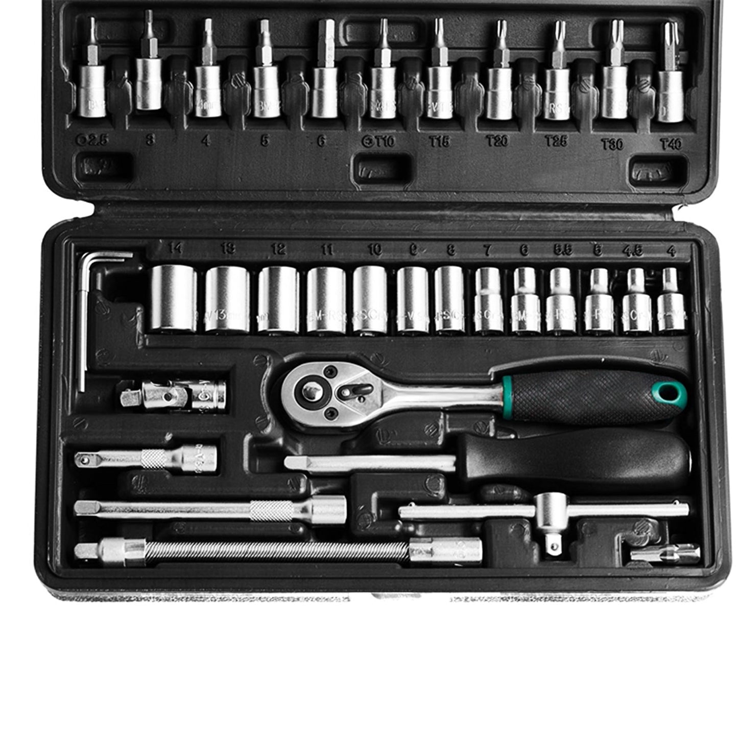 46pcs Metal 1 / 4"" Socket Set (Black, 46pcs) signaturekarts