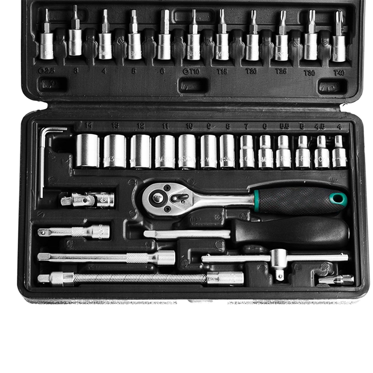 46pcs Metal 1 / 4"" Socket Set (Black, 46pcs) signaturekarts