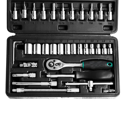46pcs Metal 1 / 4"" Socket Set (Black, 46pcs) signaturekarts