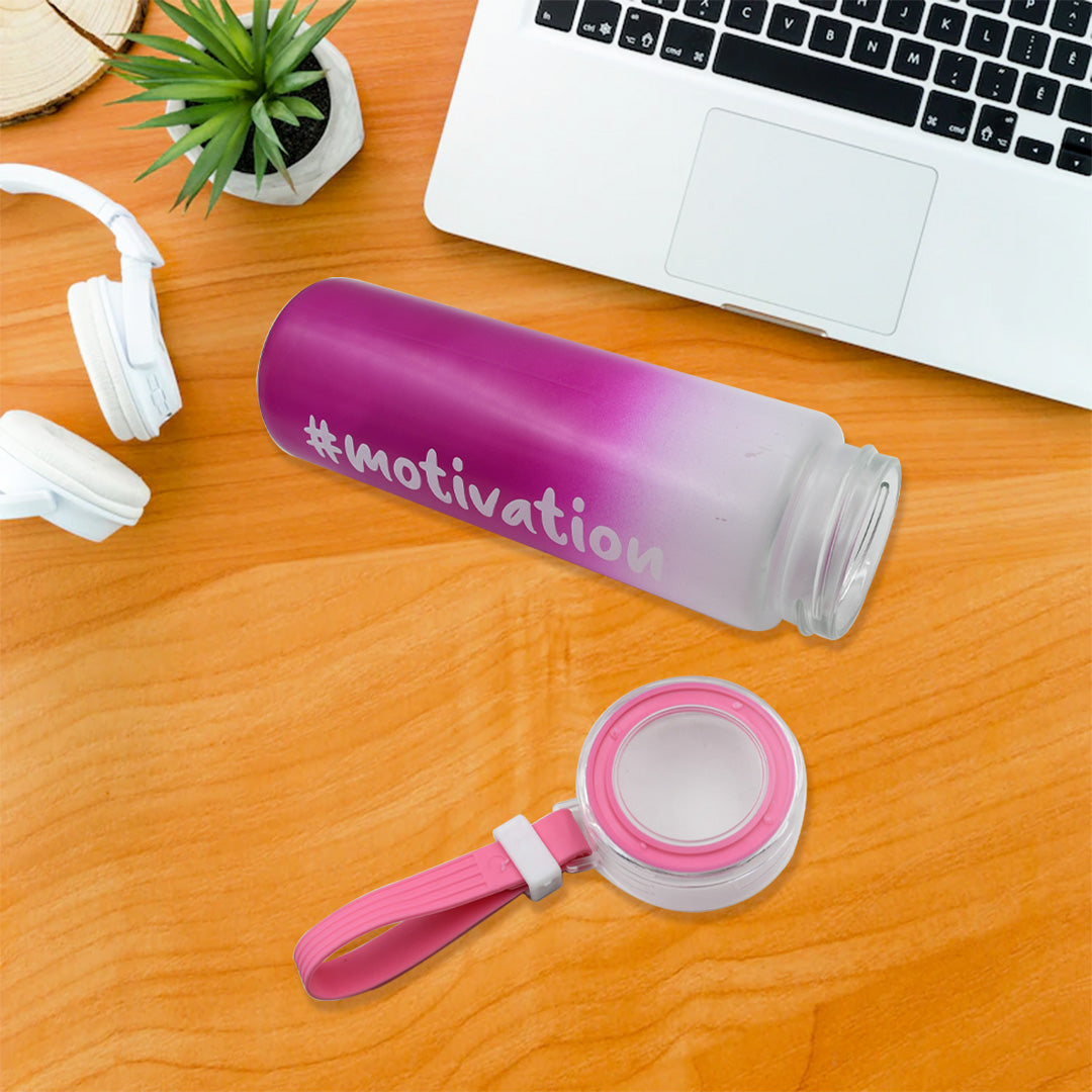 Motivational Glass Water Bottle Colorful portable Water Glass Bottle (350 ML) signaturekarts