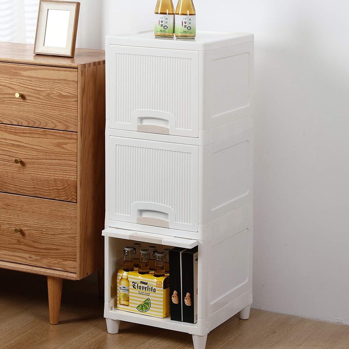 Multipurpose Storage Cabinet, Storage Solutions plastic drawers || Multi Layer Wardrobe Storage Drawers || Foldable Multipurpose Drawer Units For Kitchen, Bathroom, Bedroom, Cloth (3 Layer) signaturekarts