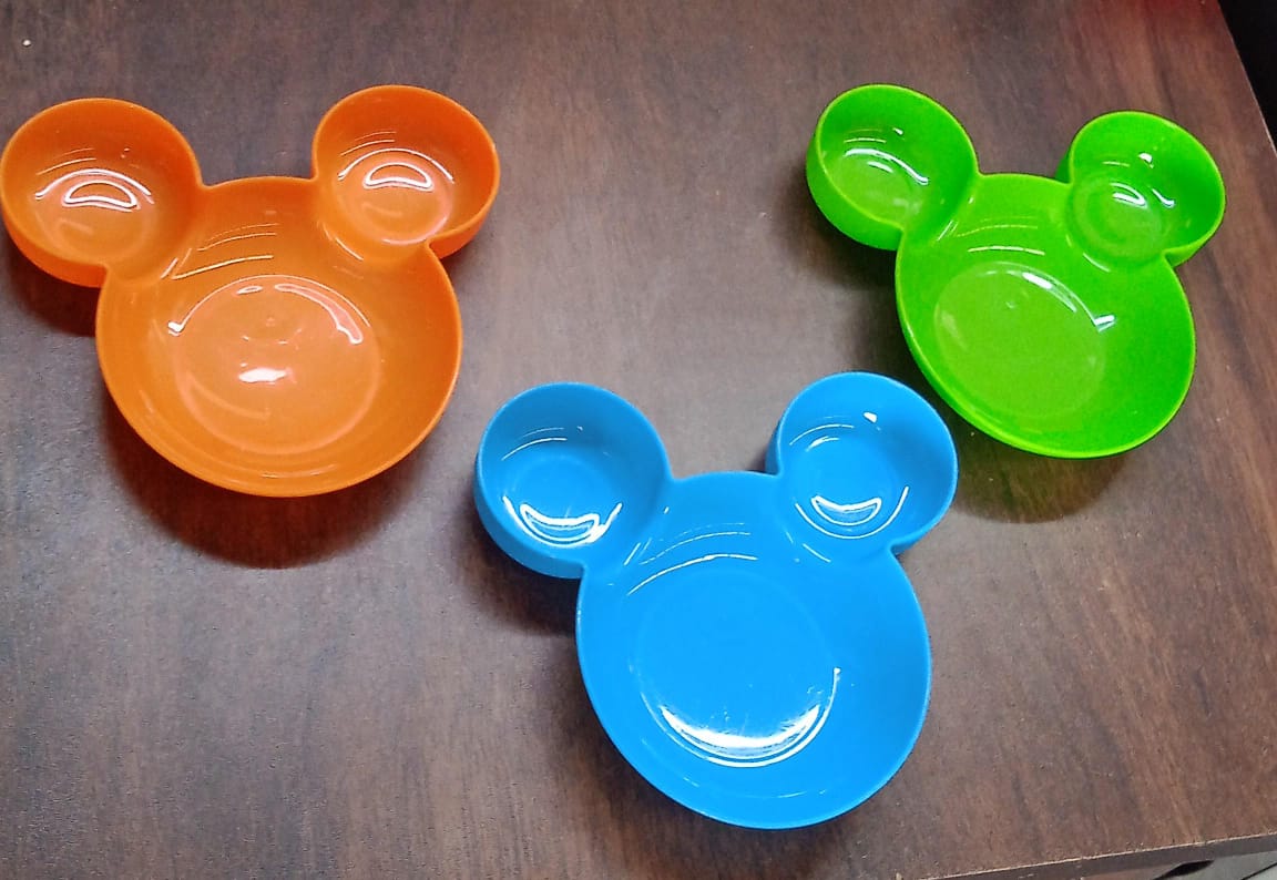 Mickey Mouse Shape Plates for Kids, Kids, Baby Cartoon Bowl Plate (1 Pc) signaturekarts