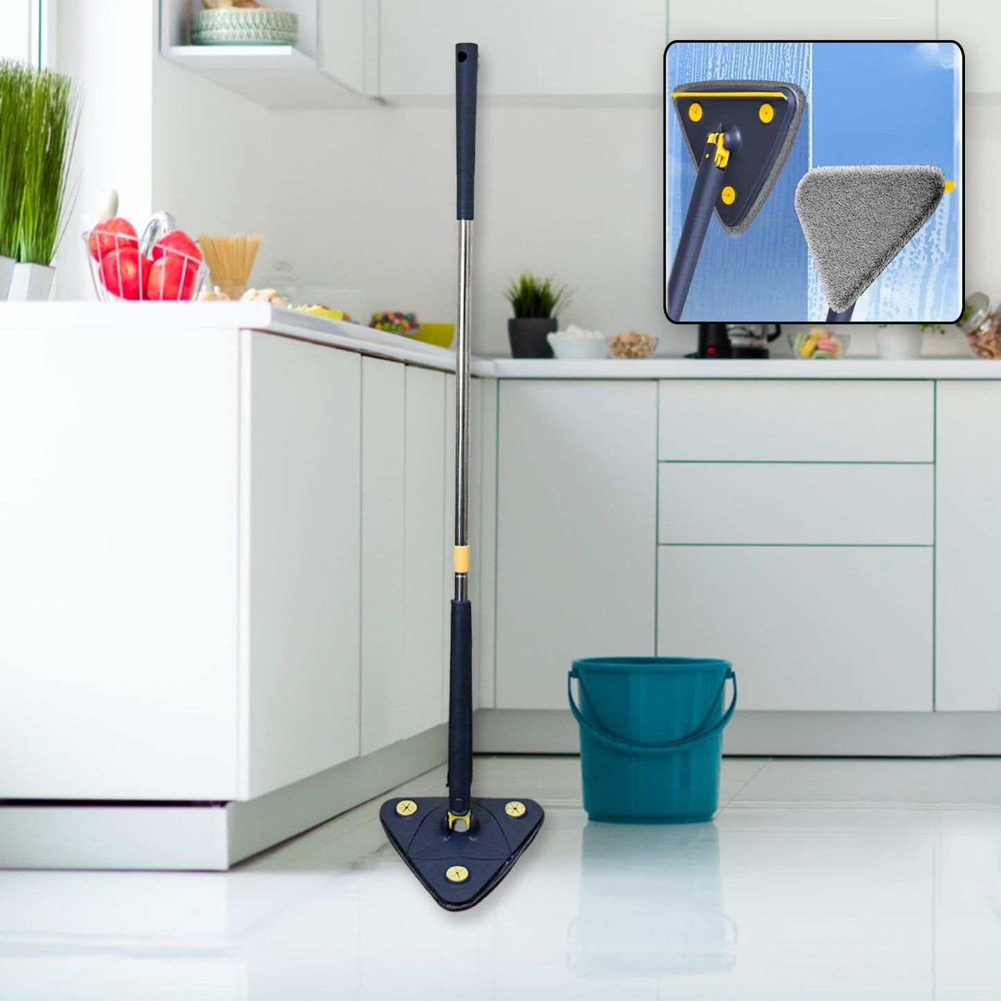 Rotatable Adjustable Triangle Cleaning Mop Triangle Mop with Long Handle(1 Pc) signaturekarts