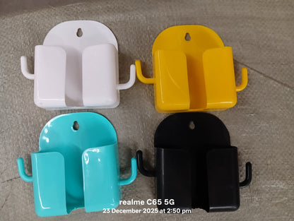 1 Pc Wallmount Mobile Stand With Hook for and stuffs purposes. (Mix Color / 1 Pc) Signature Kart