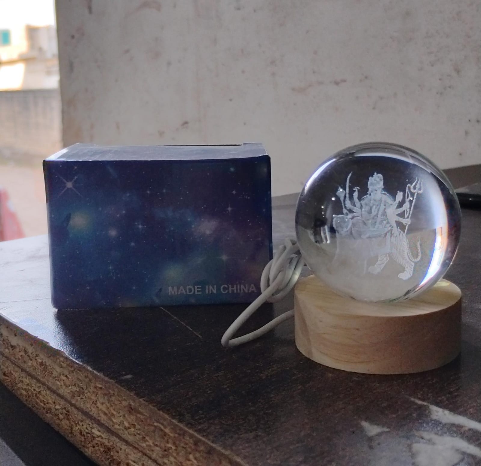 Ambaji 3D Crystal Ball lamps With Base (1 Pc) Signaturekarts