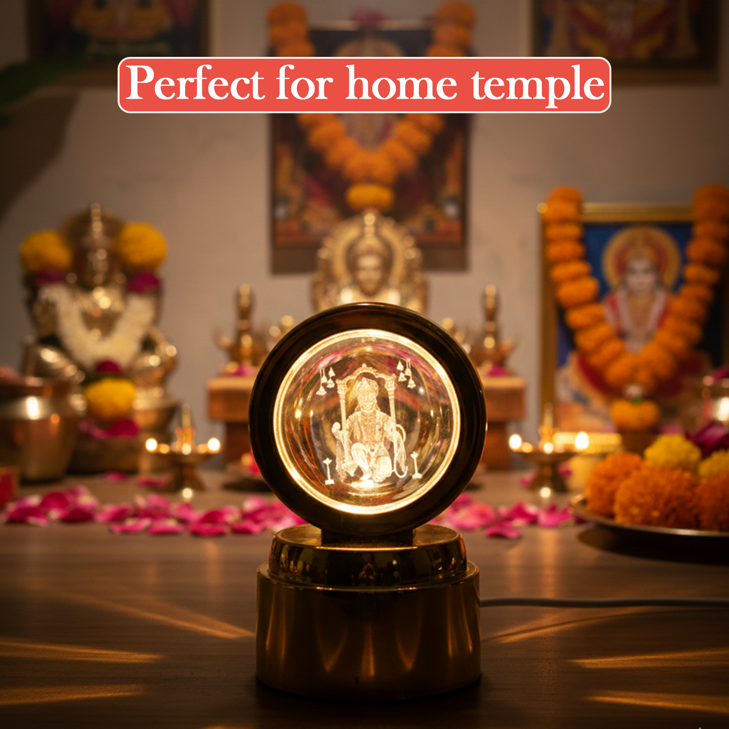 Bajrang Bali 3D Crystal Ball Night Light with LED Illumination (1 Pc) The Morsignaturekarts
