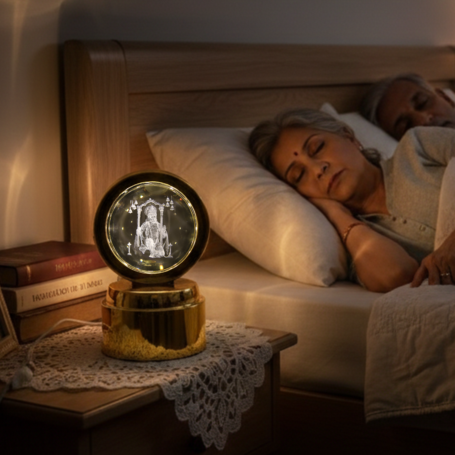 Bajrang Bali 3D Crystal Ball Night Light with LED Illumination (1 Pc) The Morsignaturekarts