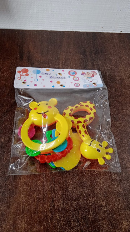 3 Pcs Set Colorful Animal Shape Baby Rattle Toy Signature Kart