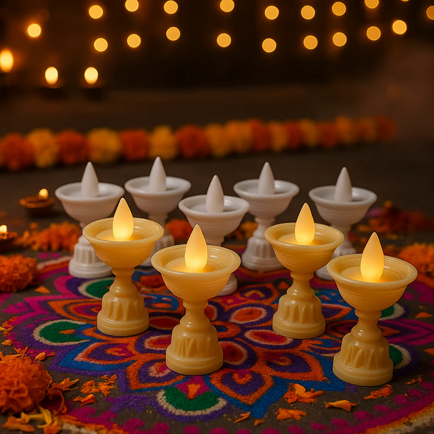 Set of 12 White Water Sensor LED Diyas signaturekarts