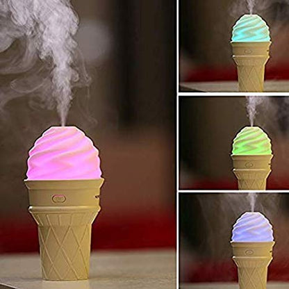 Ice Cream Design LED Humidifier for Freshening Air & Fragrance (Multicoloured) signaturekarts