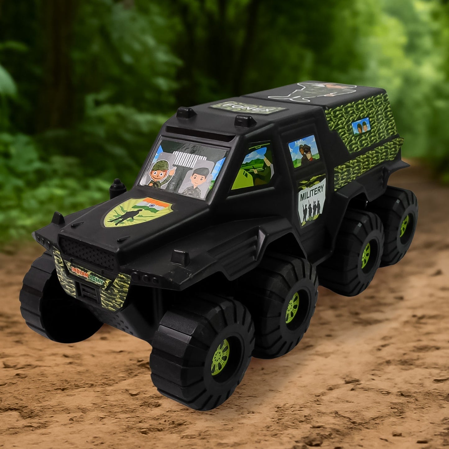 Big Military 8-Wheel Plastic Car Toy (1 Pc) Signaturekarts
