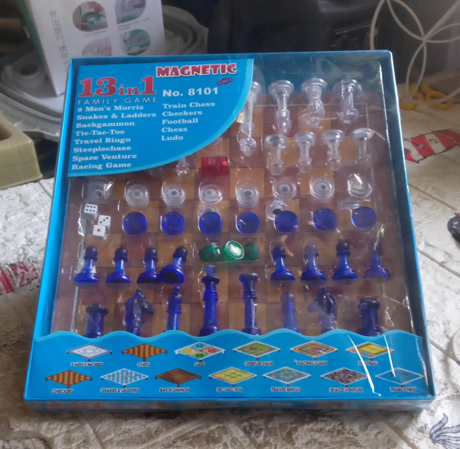 13 in 1 Family Board Game Chess,  Space Venture, Steeplechase Set for Kids signaturekarts