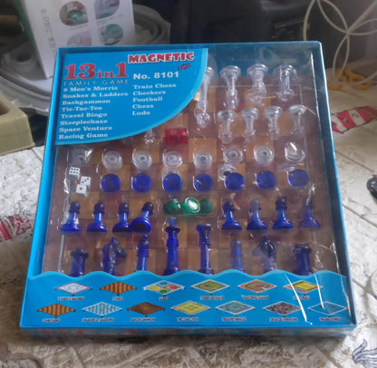 13 in 1 Family Board Game Chess,  Space Venture, Steeplechase Set for Kids signaturekarts