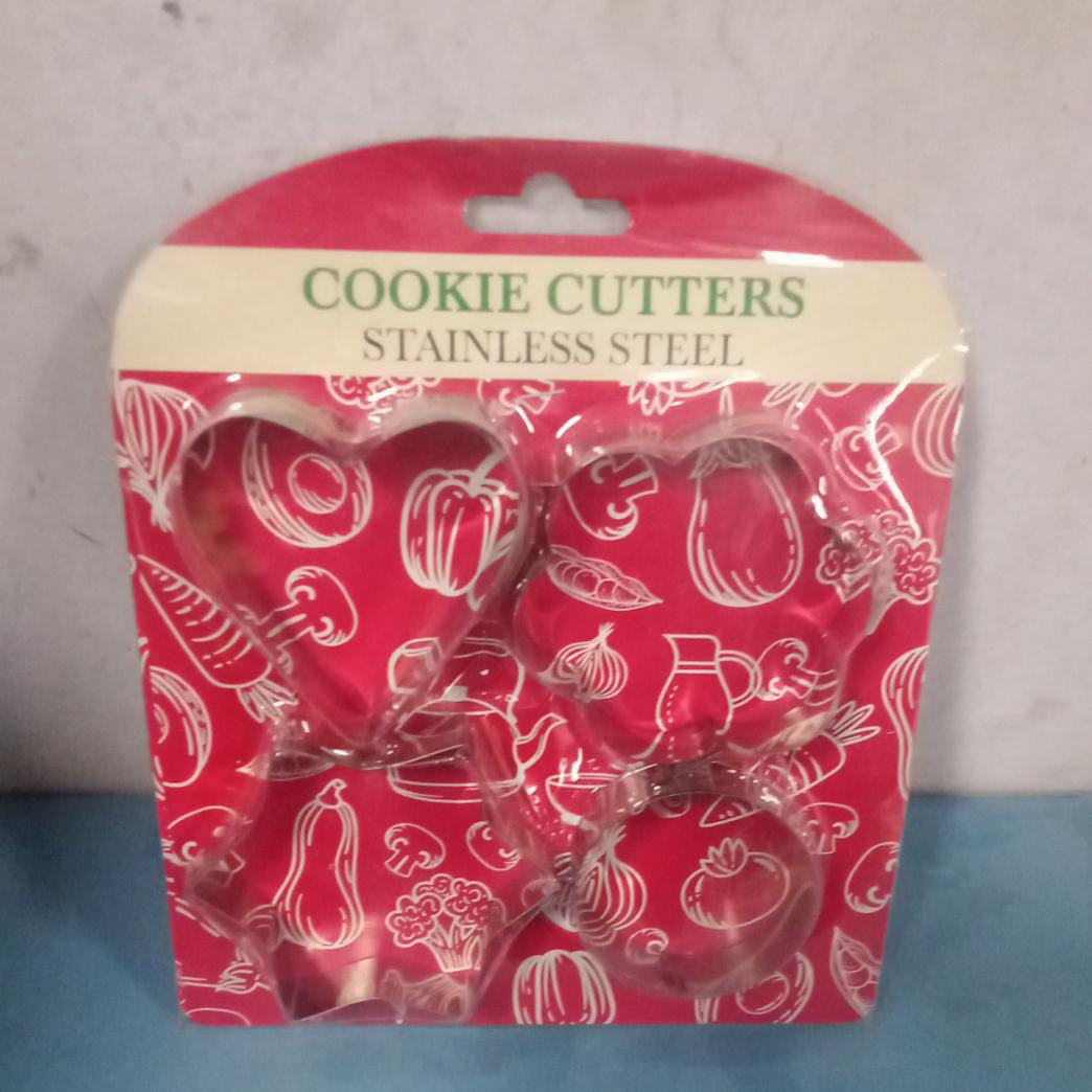 Stainless Steel Cookie Cutter Set – Heart, Star & Flower Shapes (4 Pcs) signaturekarts