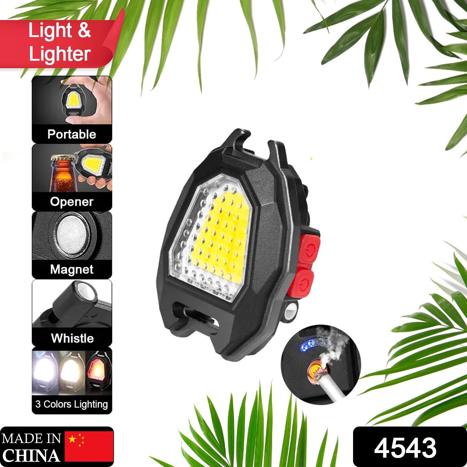 Triangular Camping Flashlight with Lighter – 6 Modes, 3 Colors, Waterproof Signaturekarts
