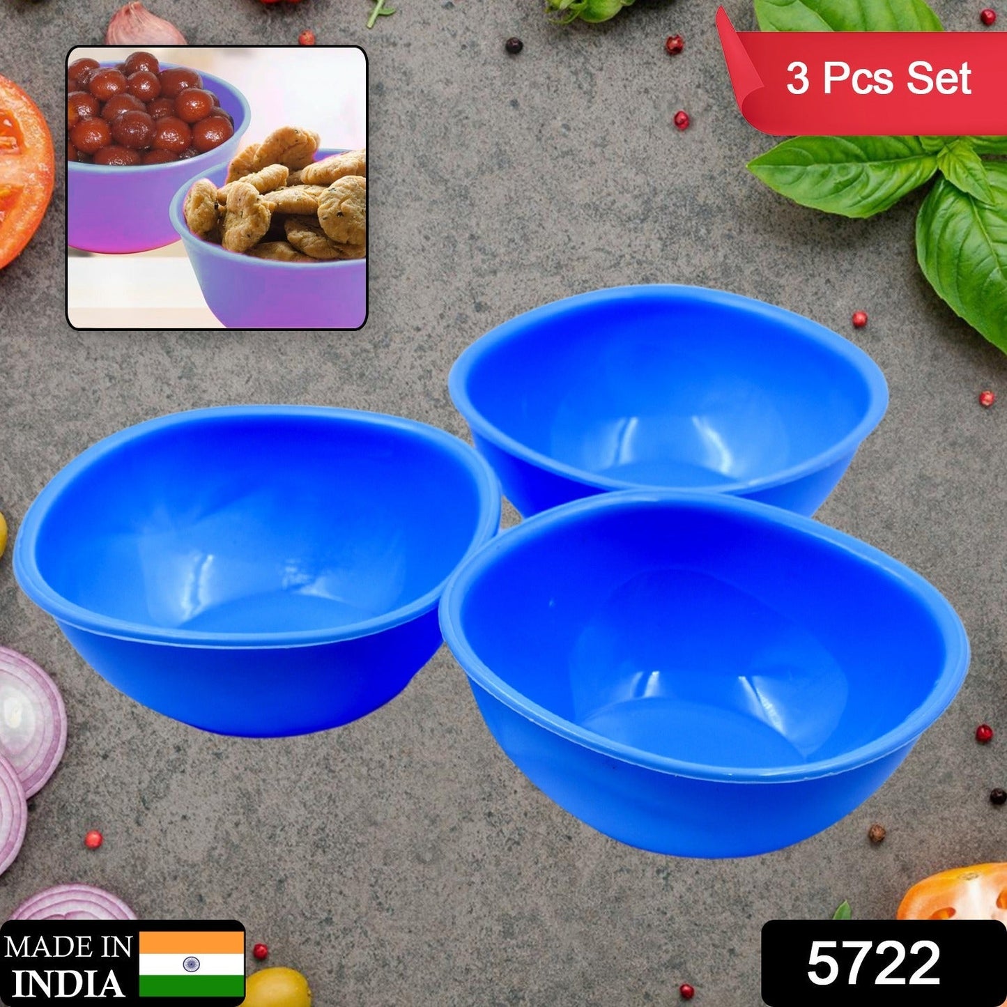 BPA Free Plastic Bowl Set for Cereal Salad Rice Soup Pasta Snack  3 Pc signaturekarts