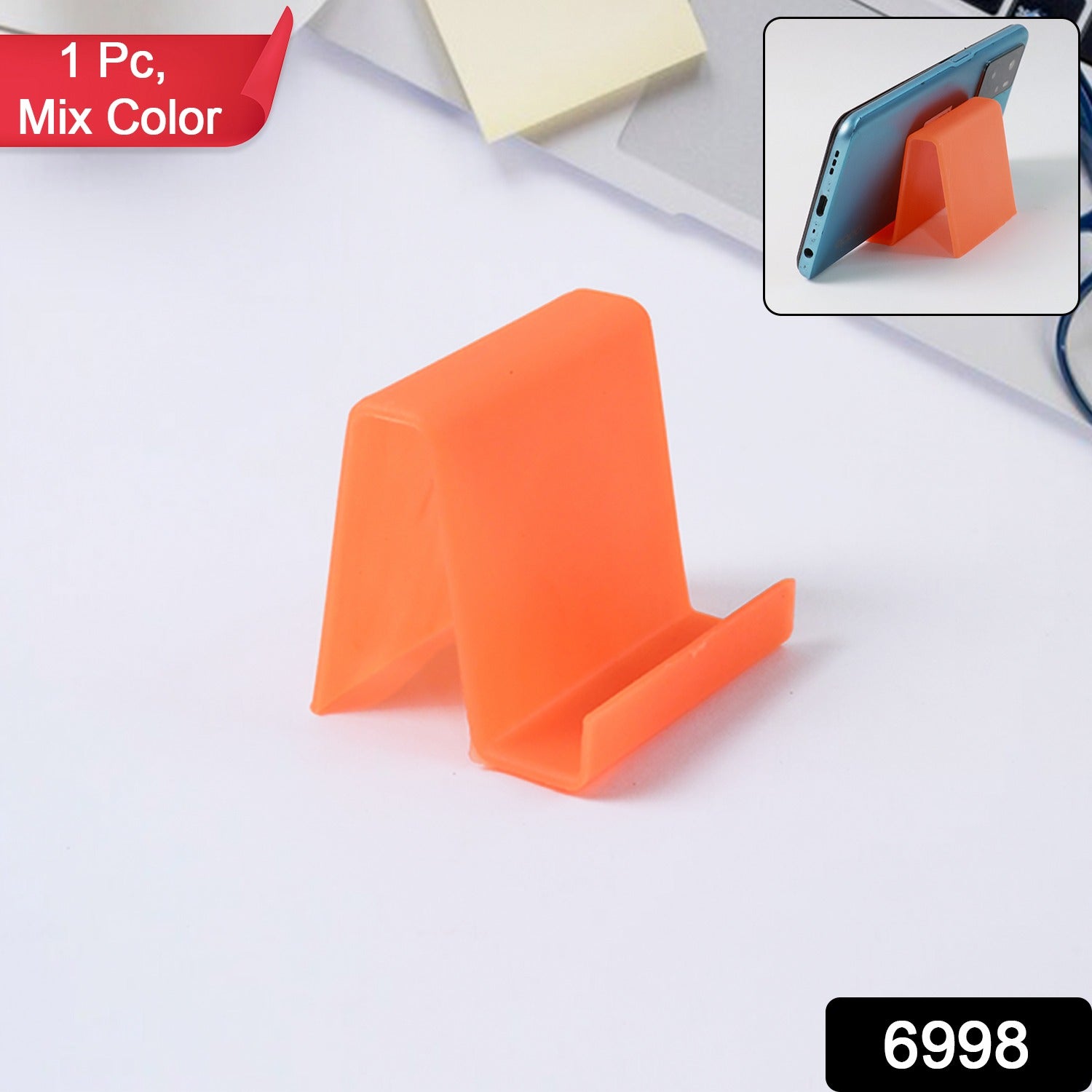 Durable Plastic Mobile Phone Stand with Angled Support (1 Pc / Mix Color) Signature kart