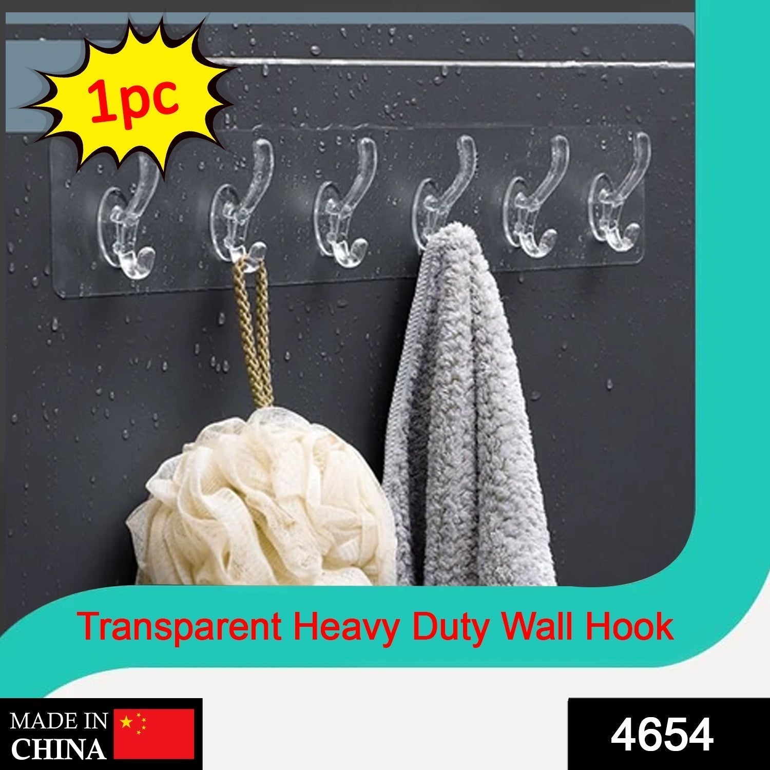 Adhesive Golden &  Transparent Heavy Duty Wall Hook Signaturekarts