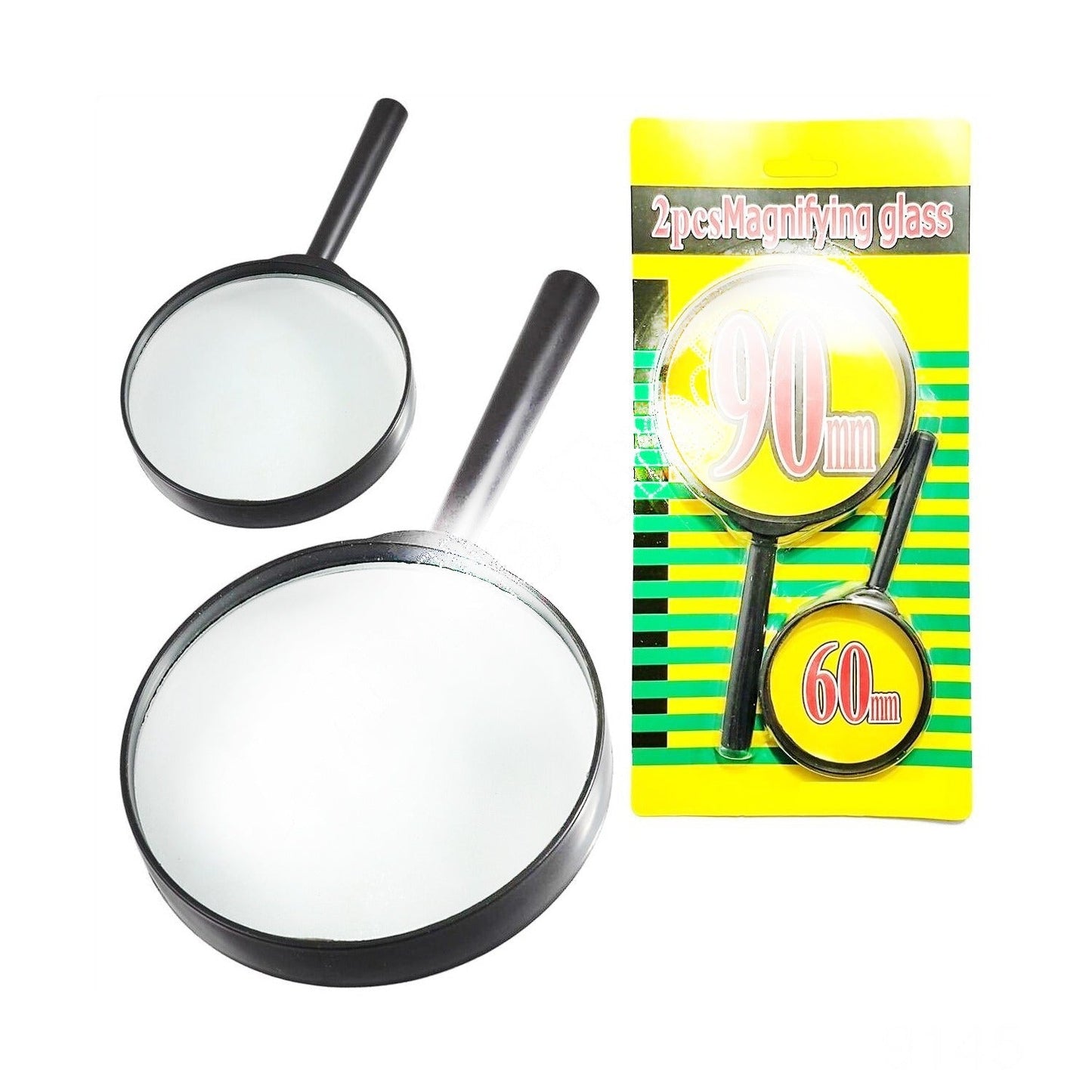Magnifying glass Lens - reading aid made of glass - real glass magnifying glass that can be used on both sides - glass breakage-proof magnifying glass, Protect Eyes, 90mm & 60mm (2pc Set) signaturekarts