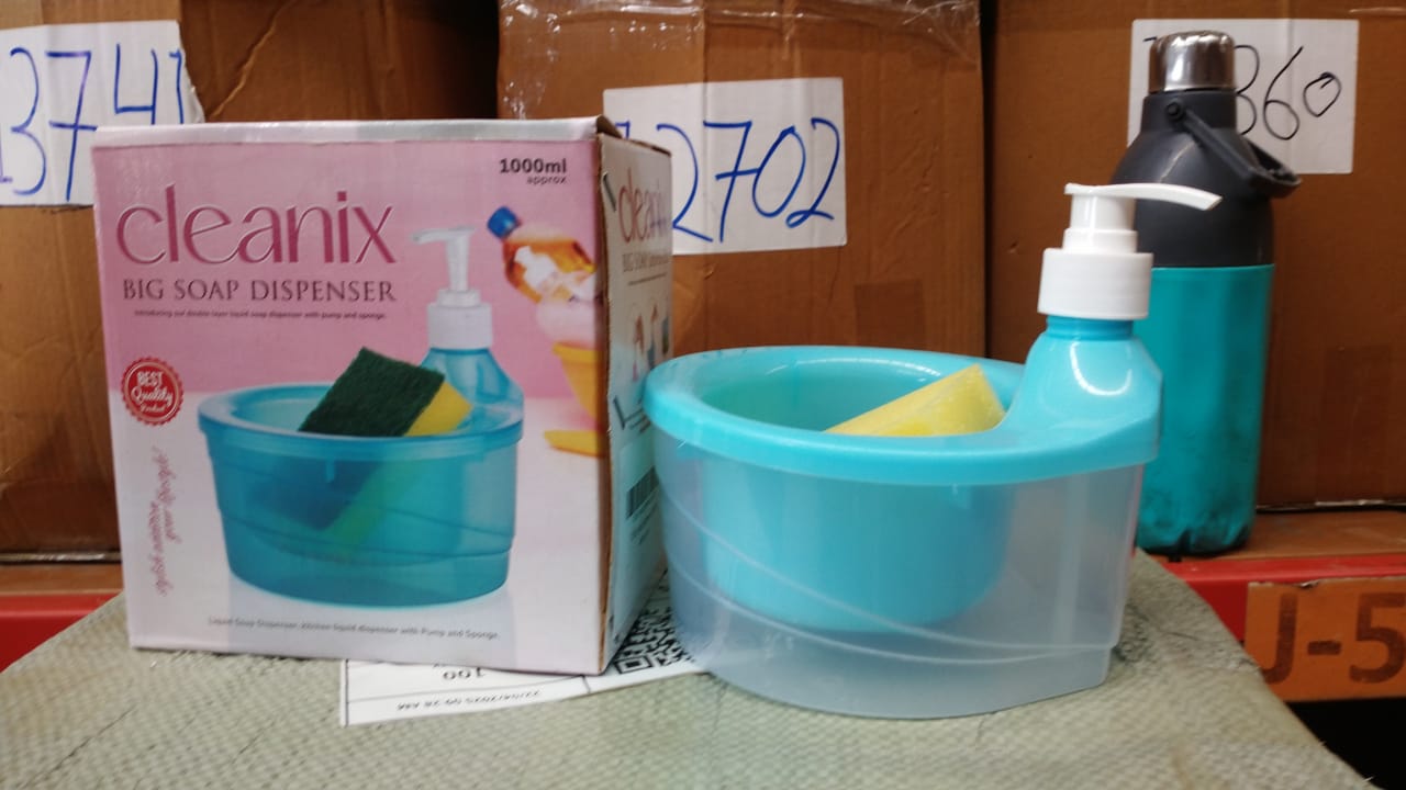 2 in 1 Double Layer Liquid Soap Dispenser with Pump and Sponge signaturekarts