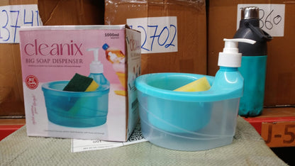 2 in 1 Double Layer Liquid Soap Dispenser with Pump and Sponge signaturekarts