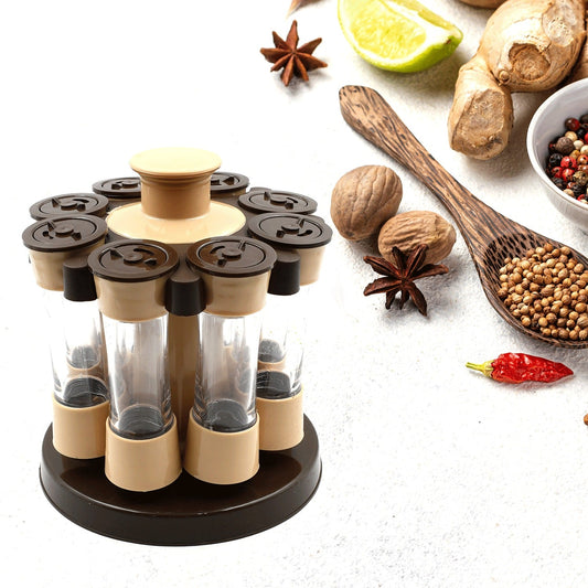 Revolving Spice Rack, 8 Spice jars with 120 ml, Condiment Set signaturekarts