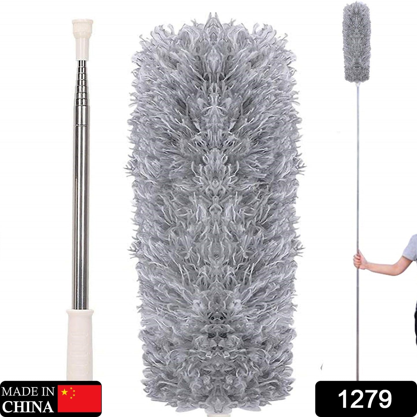 Microfiber Dusters for Cleaning, Telescoping Feather Duster with 100 inches Extendable Handle Pole, Dusting Cleaning Tools for Cleaning High Ceiling, Ceiling Fan, Blinds, Cobwebs, Furniture, Cars Signaturekarts