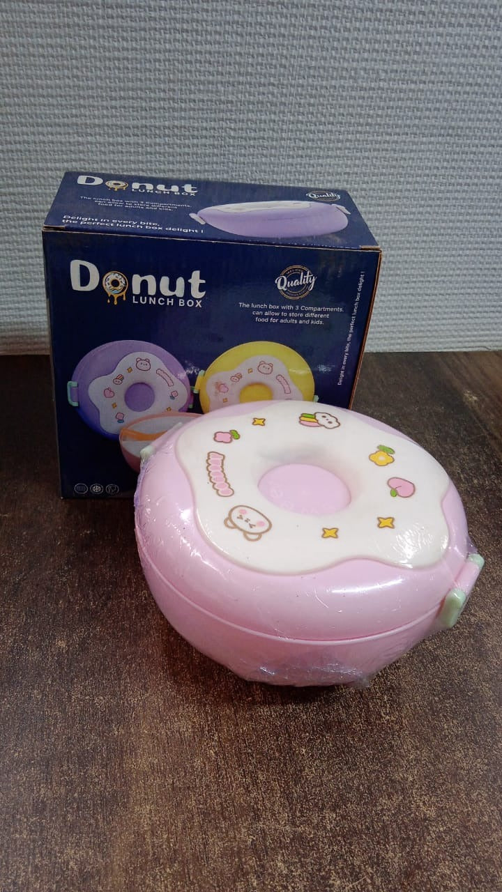 Donut Shaped Double Insulated 3 Compartment Lunch Box (1 Pc / Mix Color) Signaturekarts
