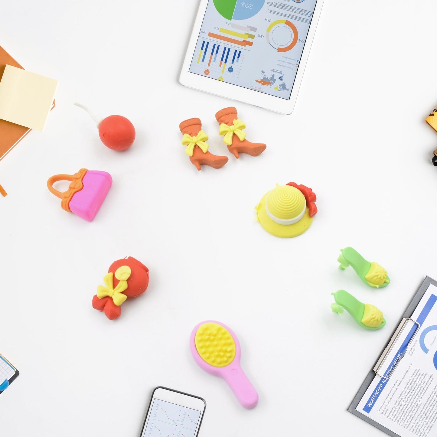 Fancy & Stylish Mini Erasers for Kids (9 Pc Set) - Fun Designs, Party Favors signaturekarts
