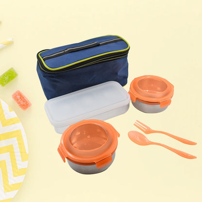 AIRTIGHT & LEAK PROOF STAINLESS STEEL CONTAINER MULTI COMPARTMENT LUNCH BOX CARRY TO ALL TYPE LUNCH IN LUNCH BOX & PREMIUM QUALITY LUNCH BOX IDEAL FOR OFFICE , SCHOOL KIDS & TRAVELLING IDEAL (3 Different Lunch Box) signaturekarts
