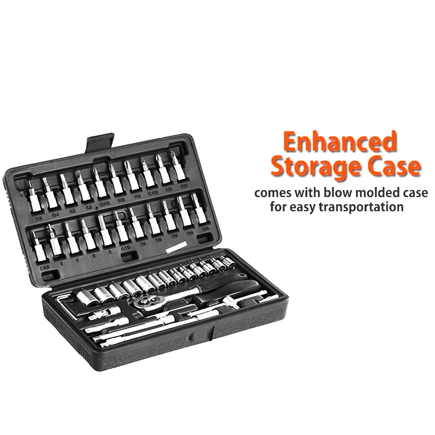 46pcs Metal 1 / 4"" Socket Set (Black, 46pcs) signaturekarts