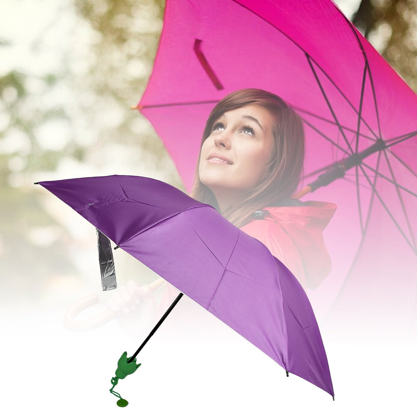 Vegetable shaped Folding Umbrella, Plastic Case Creative Fashion Folding Mini Sun Shade Rain Umbrella, Unique Umbrella, Sun & UV Protection, Cute Design (1 Pc) signaturekarts