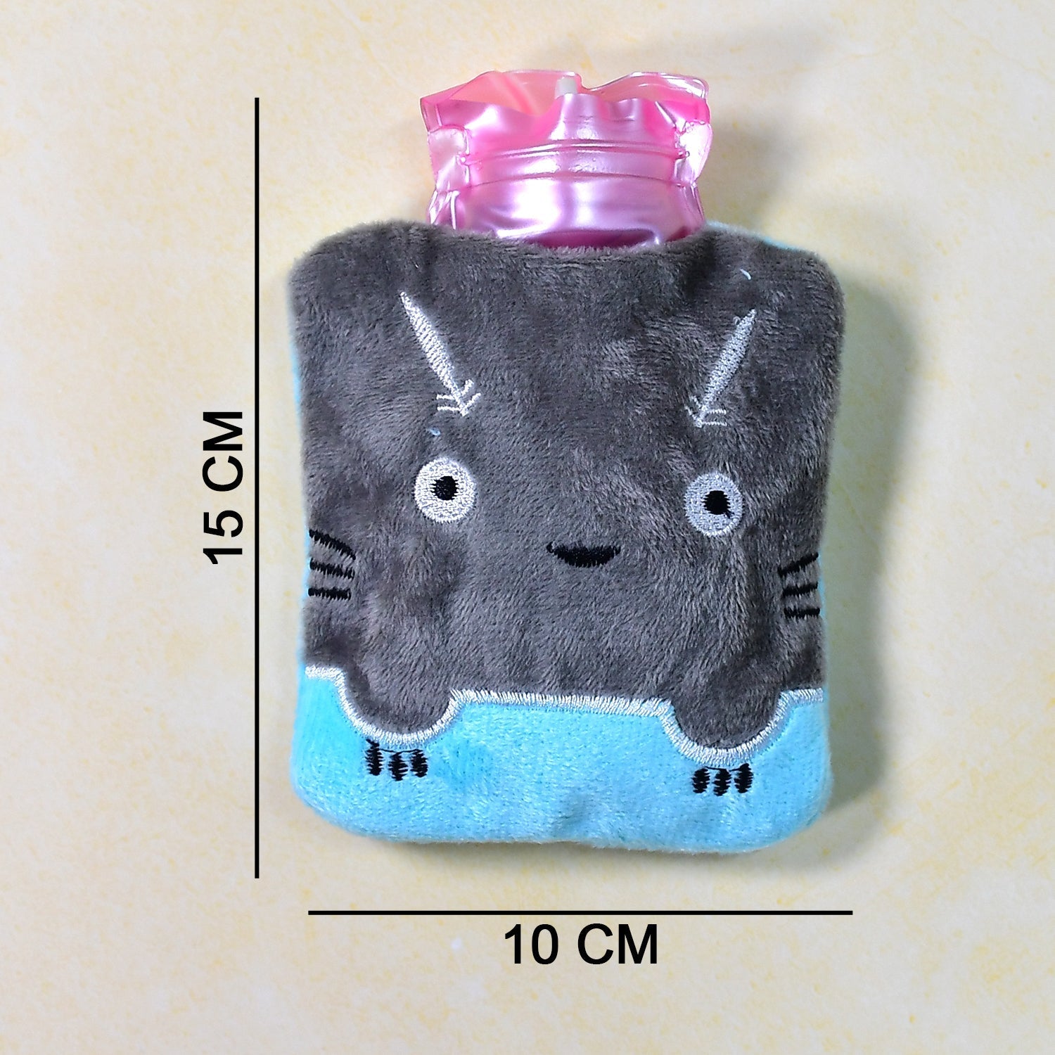 Grey Cat Print Small Hot Water Bag with Cover for Pain Relief signaturekarts